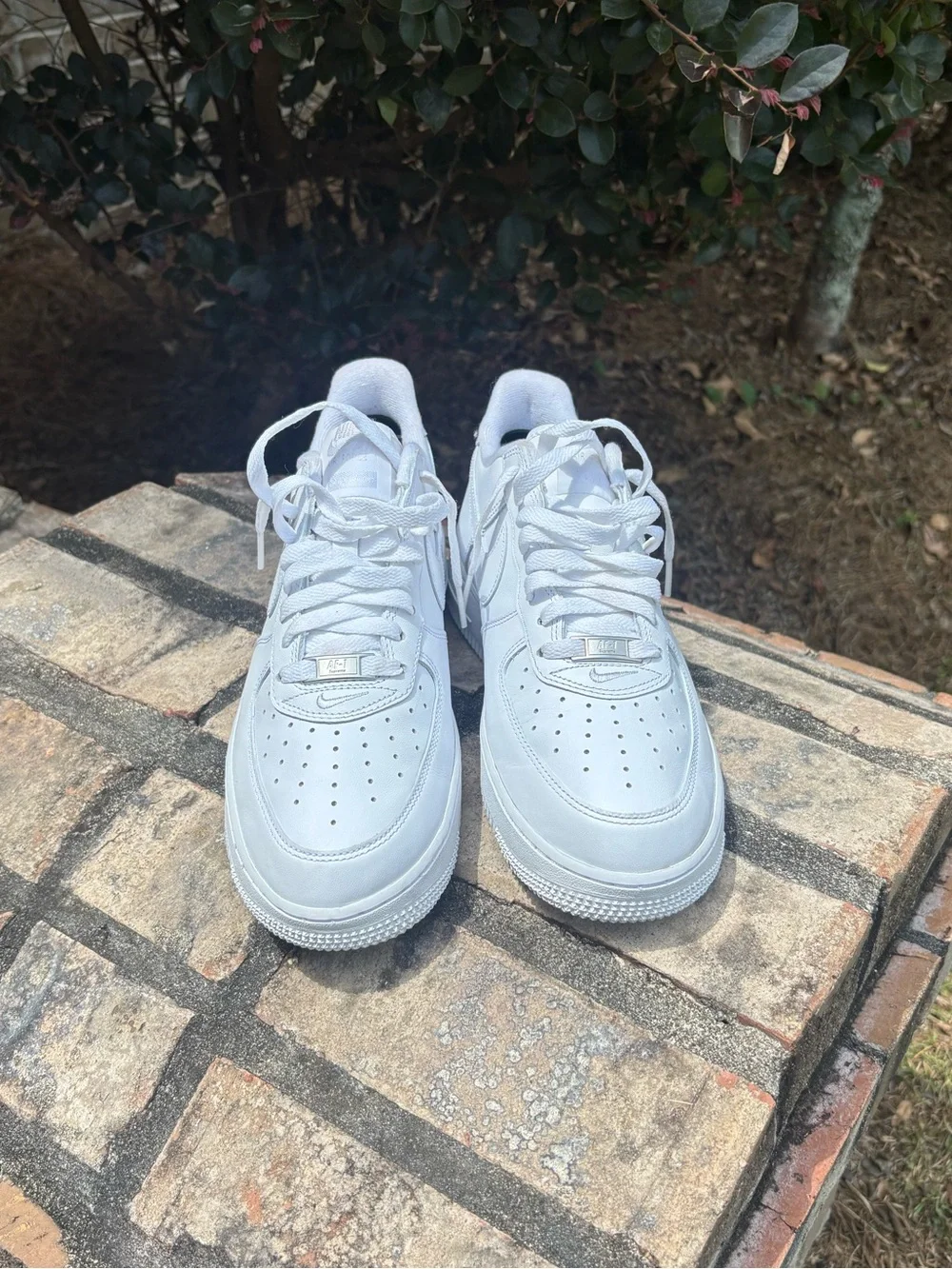 Nike White Low-Top Leather Sneaker with Red Supreme Box Logo